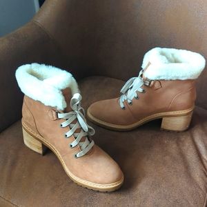 Timberland Sienna High Shearling Nubuck Leather Waterproof Mid  Boots - Tan